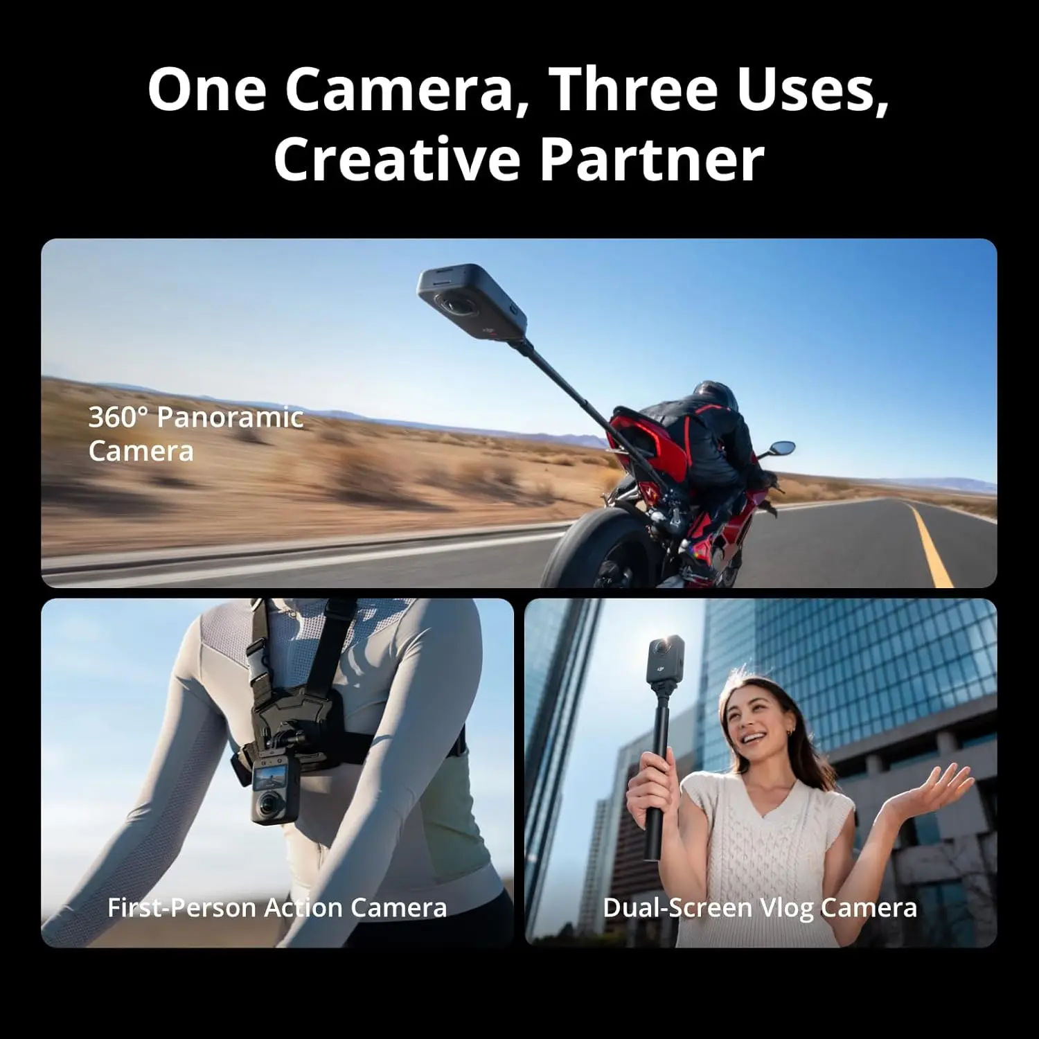 Osmo 360 Camera ,1-Inch 360° Imaging 8K Video 105GB Storage 120MP Photo 100-Min 8K Recording 360 Action Camera - Image 3