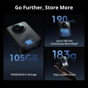 Osmo 360 Camera ,1-Inch 360° Imaging 8K Video 105GB Storage 120MP Photo 100-Min 8K Recording 360 Action Camera - Thumbnail Image 4