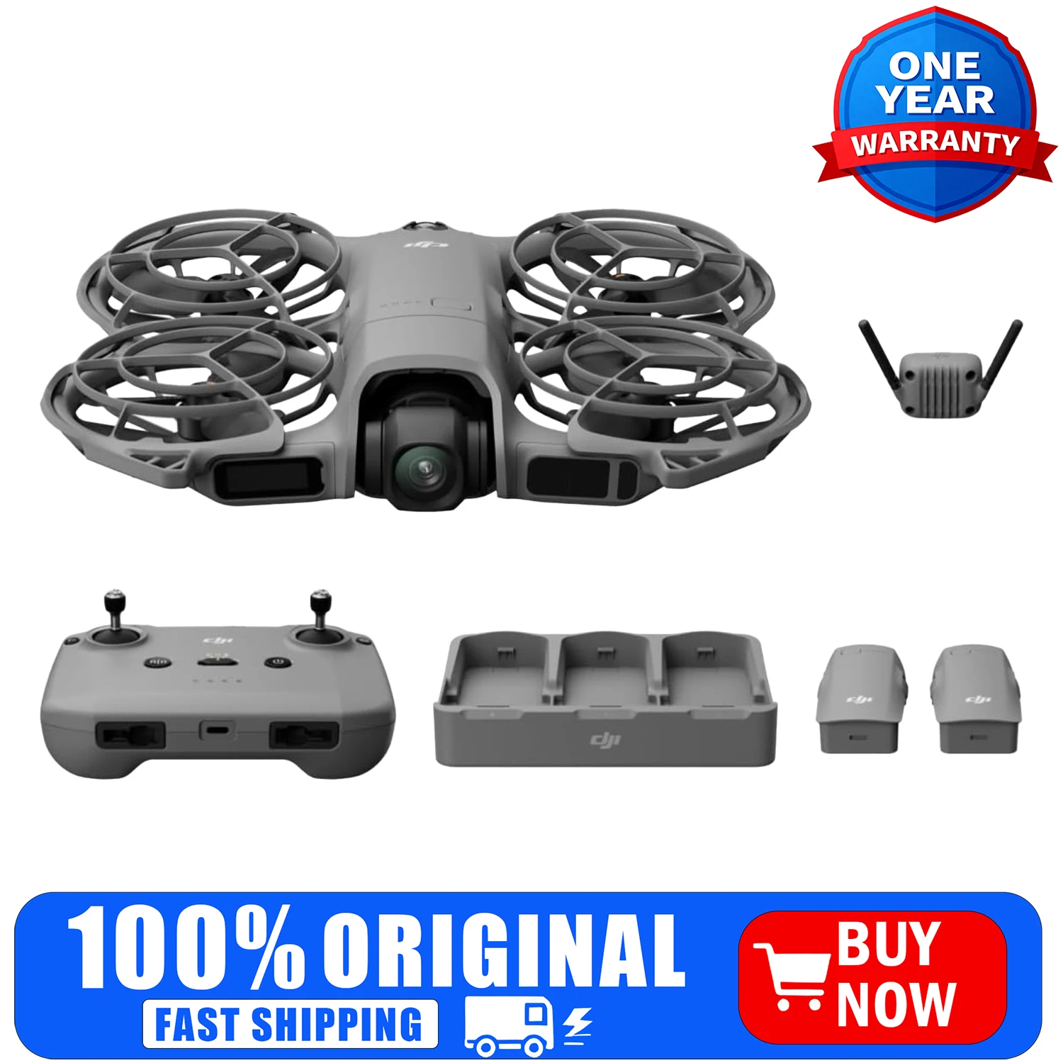 DJI Neo 2 Fly More Combo w/ RC-N3, 4K Camera Drone for Beginners, Stable Digital Transmission, 3 Batteries - Image 1