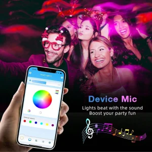 100FT LED Strips Light, Color-changing LED Strips,  24-key Remote /Intelligent Appl Control, RGB Music Sync Lighting - Thumbnail Image 4