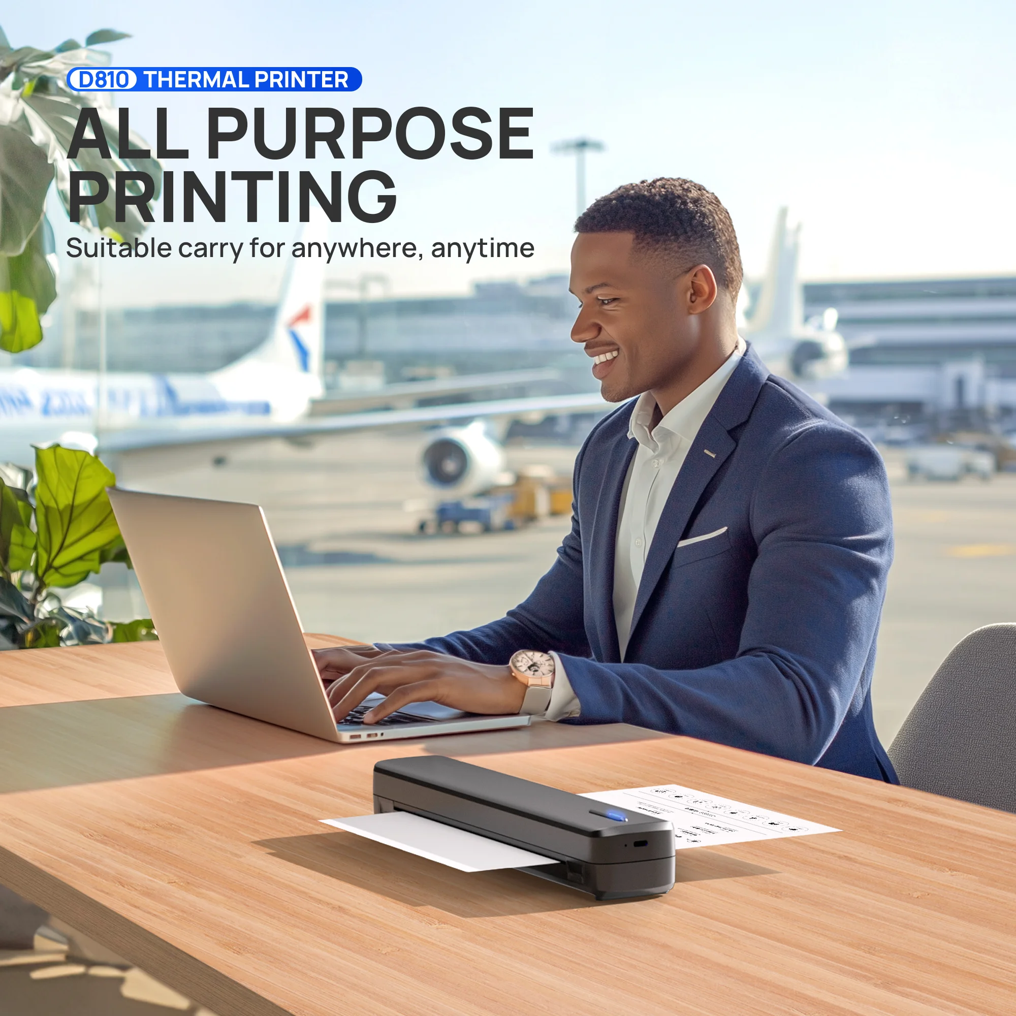 Portable A4 Thermal Printer Inkless Wireless D810 300DPI 1500mAh BT USB Type-C For Android/ iOS - Image 6