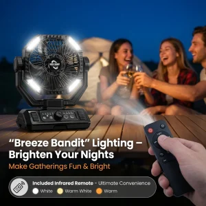 coldSky 20000mAh Camping Fan with 4 LED Lights, Remote Control 8 Speed Adjustable Rechargeable Outdoor Fan - Thumbnail Image 5