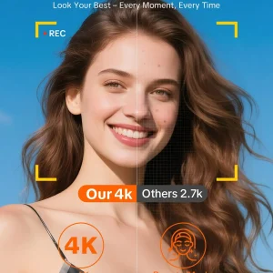 4K Digital Camera ,4k Camera with Ring Light，180° Flip Screen Camera  and Shoot Digital Cameras for Beginner with SD Card - Thumbnail Image 5