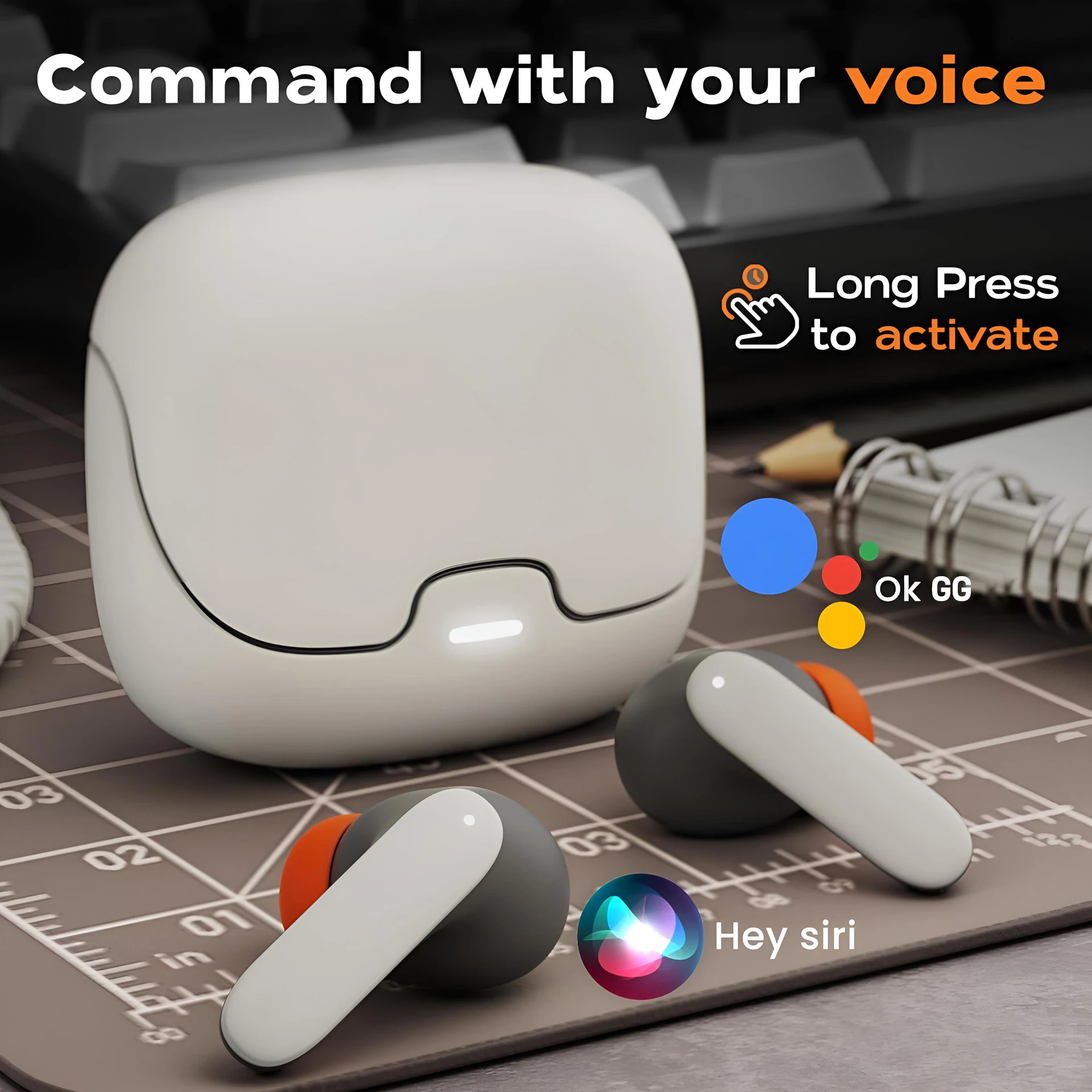 Wireless Earphones 5.4 Bluetooth Ultra-low Latency Dual Microphone ENC Noise Cancelling iBluetooth Earphones - Image 3