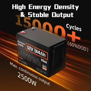 12V 314Ah LiFePO4 Battery Capacity 4019Wh 200A BMS Up 15000 Cycles Low-Temp Protection, RV Camper/Cabin/Portable Power Station/Solar Energy Storage/5-Year Warranty - Thumbnail Image 2