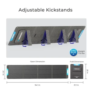 200W Portable Solar Panel, Waterproof Foldable Solar Panel Power Backup, Solar Charger for Power Station RV Camping - Thumbnail Image 5
