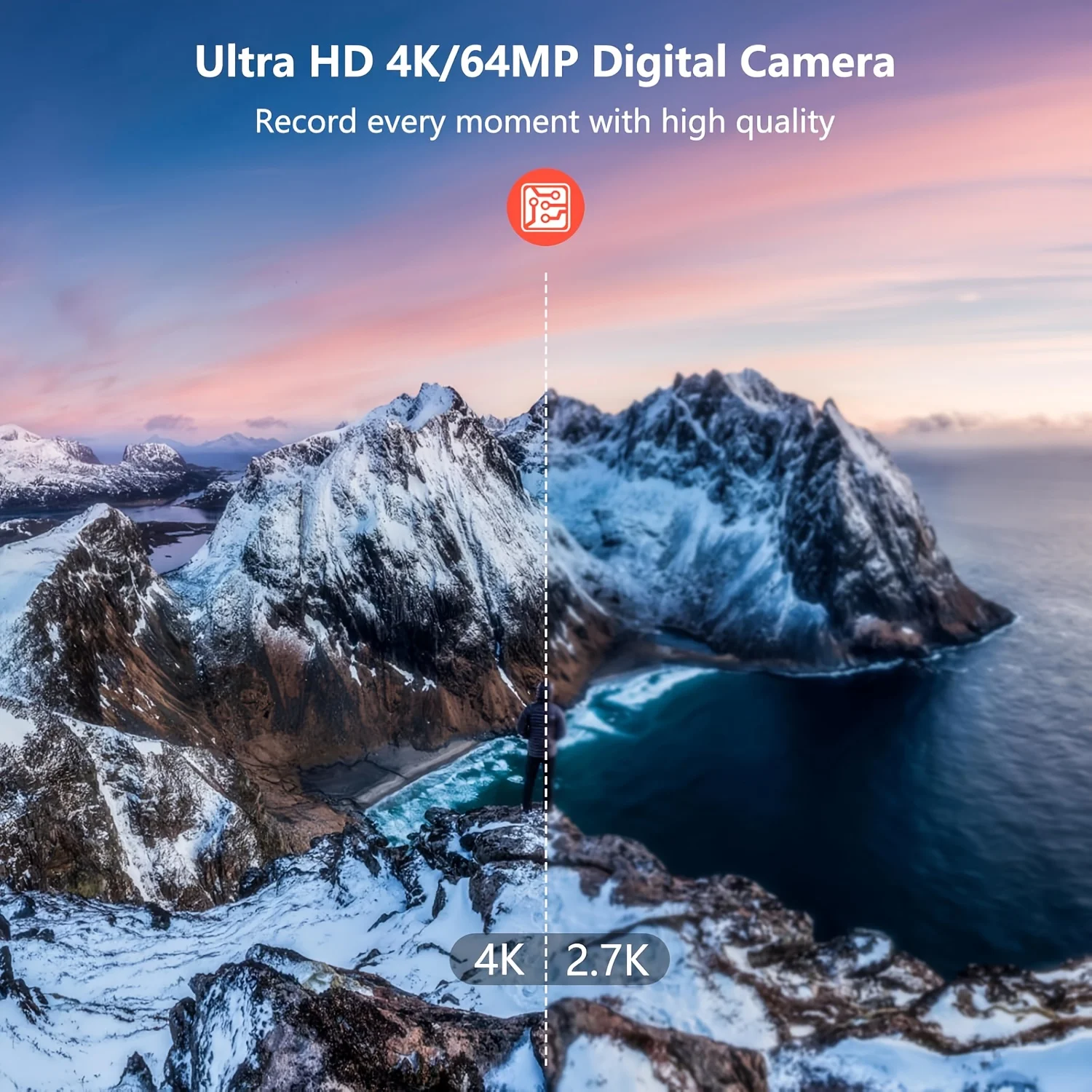 4K Digital Camera ,4k Camera with Ring Light，180° Flip Screen Camera  and Shoot Digital Cameras for Beginner with SD Card - Image 3