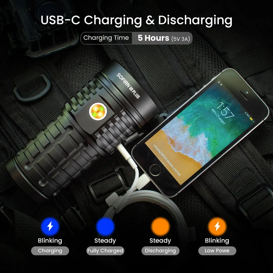 Super Powerful LED Flashlight 16000lm USB C Rechargeable 21700 Anduril 2.0 Torch XHP50B Reverse Charging - Image 4
