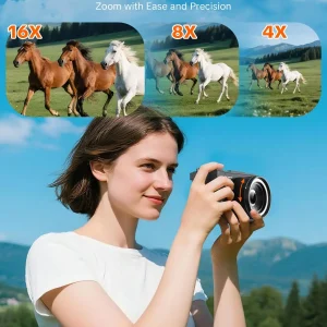 4K Digital Camera ,4k Camera with Ring Light，180° Flip Screen Camera  and Shoot Digital Cameras for Beginner with SD Card - Thumbnail Image 7