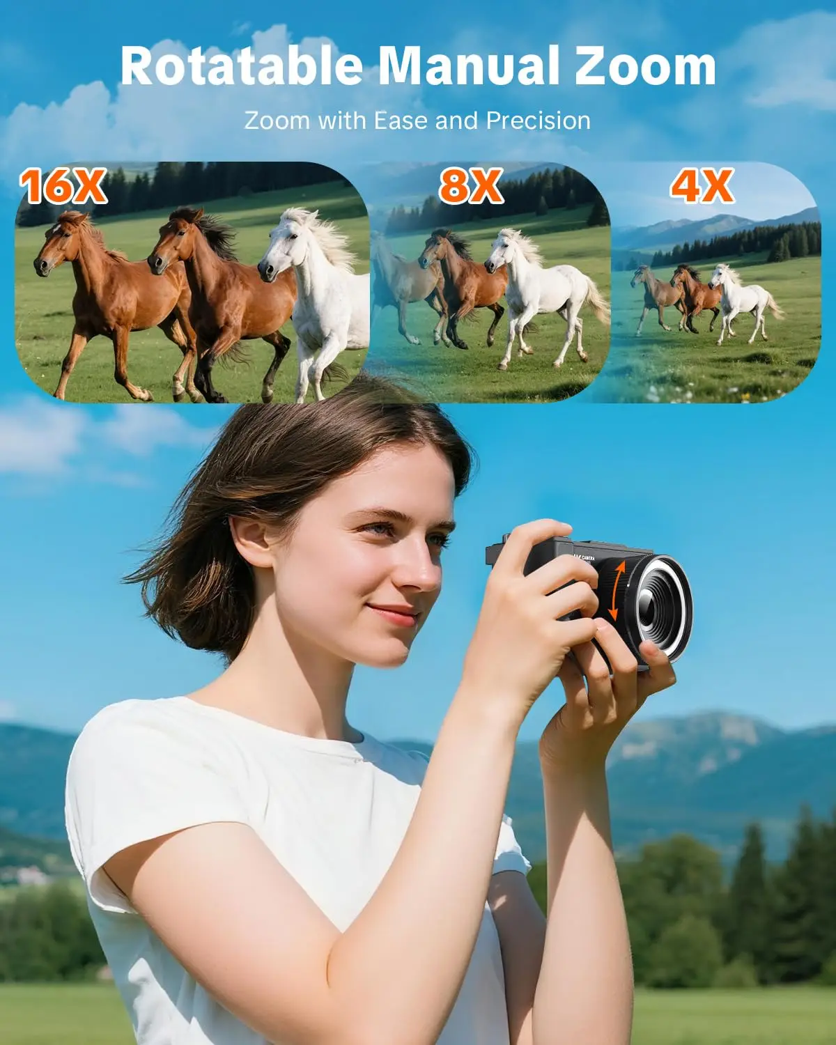 4K Digital Camera ,4k Camera with Ring Light，180° Flip Screen Camera  and Shoot Digital Cameras for Beginner with SD Card - Image 7