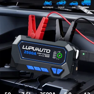 Portable 2500A Car Jump Starter,150PSI Air Compressor, Power Bank Air Pump Tire Inflator, USB Input/output - Thumbnail Image 3