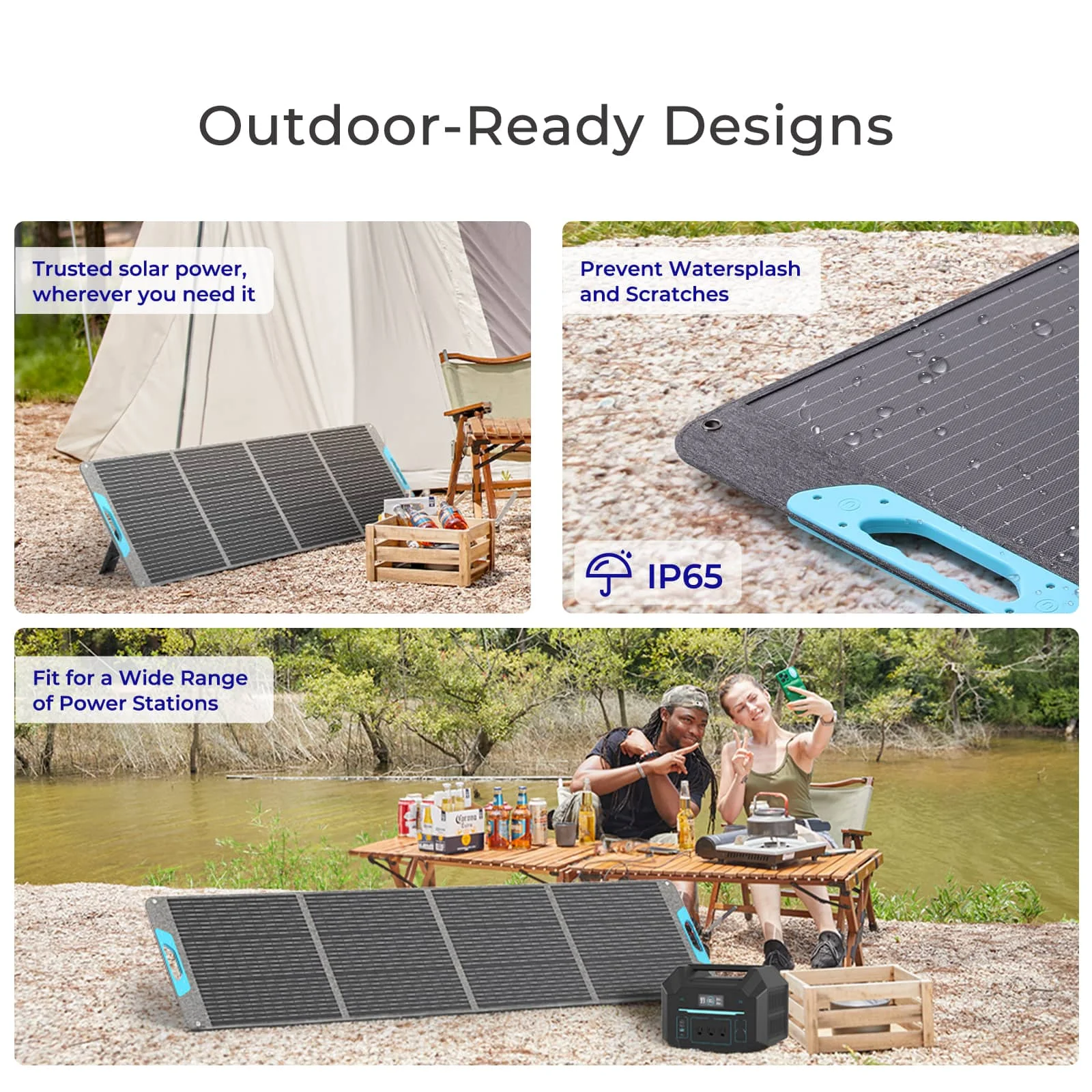 200W Portable Solar Panel, Waterproof Foldable Solar Panel Power Backup, Solar Charger for Power Station RV Camping - Image 2