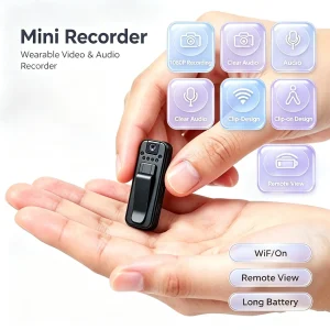 Mini Body Camera 4K HD Video Recorder, 360° Lens, Night Vision Motion Detection, Clip-on, Loop, A/V Recorder