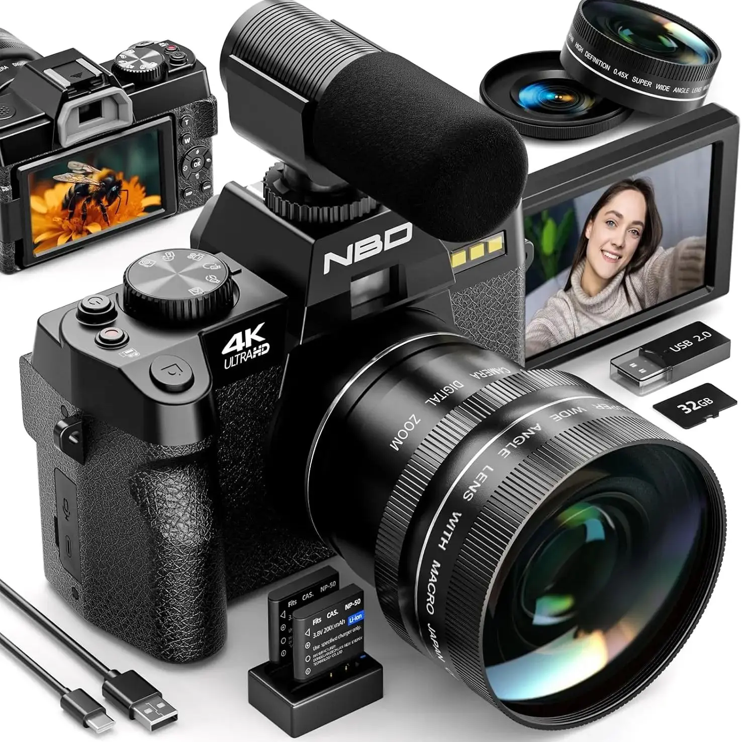 NBD 4K Digital Cameras for Photography,48MP Camera,Travel Vlogging Cameras - Image 7