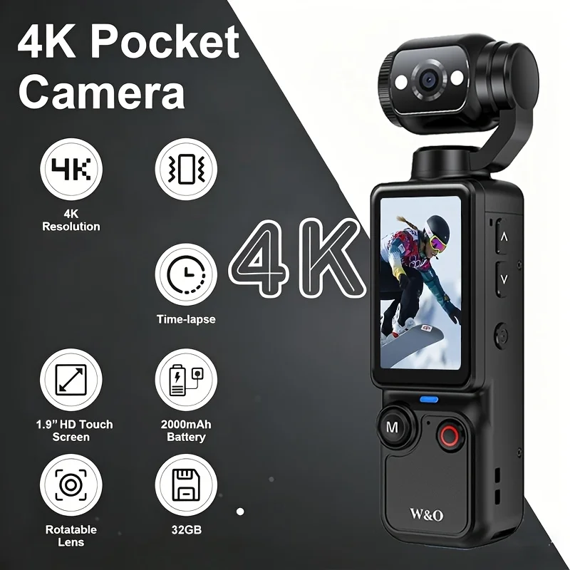 Ultra HD 4K Camcorder, 32GB Memory Card Tripod, Anti-Shock Stabilization, 180° Flip Screen, Auto Focus ,Rechargeable - Image 7
