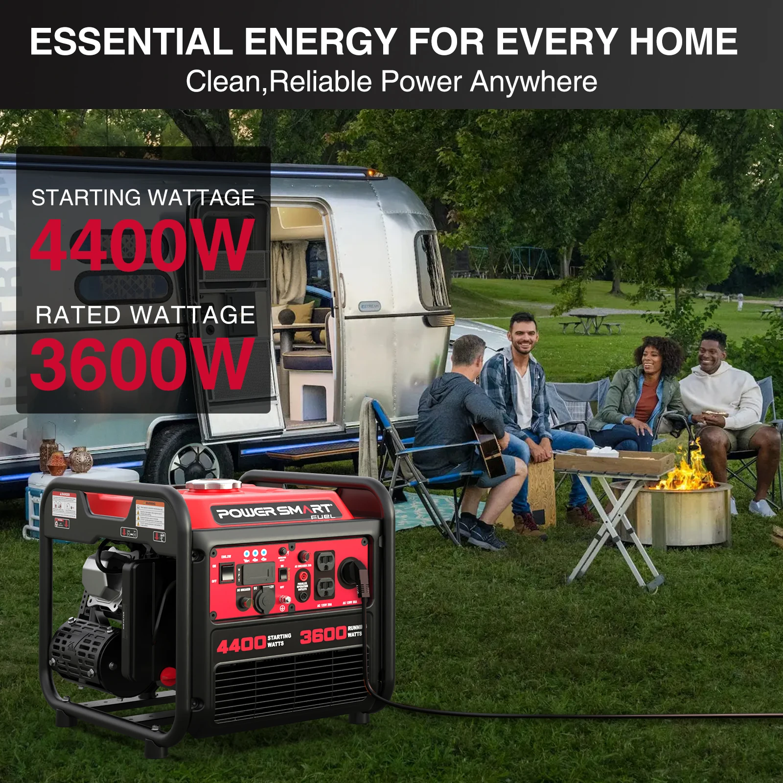 PowerSmart 4400W Inverter Generator, 3600W Rated Gas Powered, Portable, 223cc 120V 30A for Home Backup, Emergency Power - Image 3