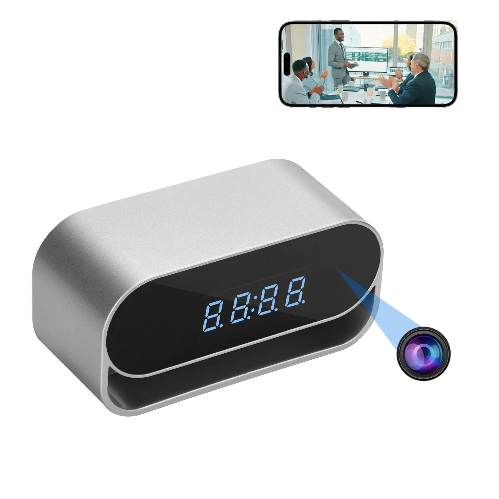 4K HD Camera Clock - Covert Surveillance Camera with WiFi, Night Vision, Motion Detection, Remote View, Recording, - Image 1