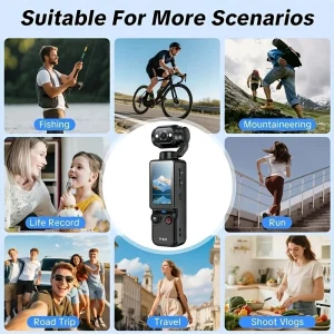 Ultra HD 4K Camcorder, 32GB Memory Card Tripod, Anti-Shock Stabilization, 180° Flip Screen, Auto Focus ,Rechargeable - Thumbnail Image 2