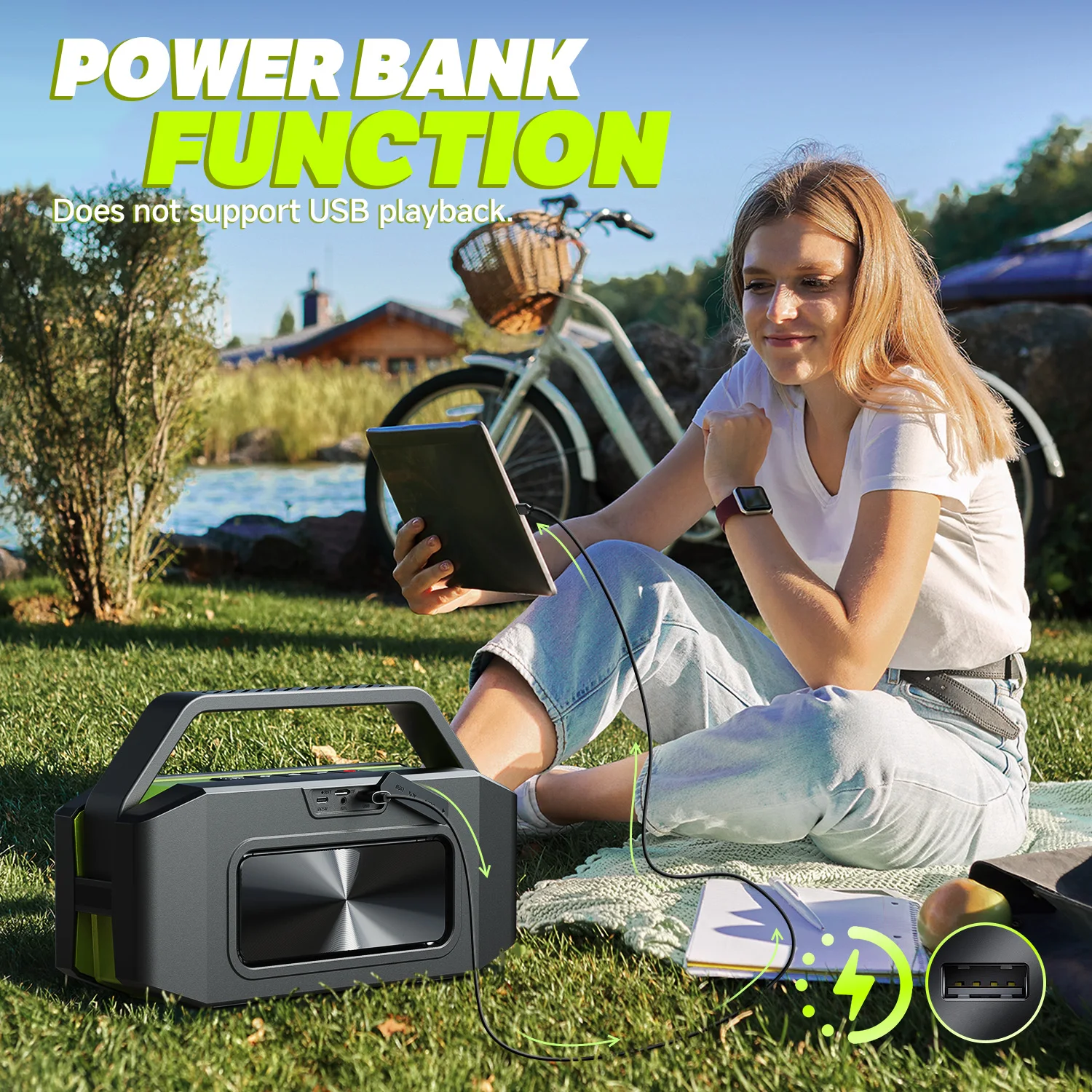 Bluetooth Speaker, 100W,Peak 60W Portable Speaker, Waterproof, Outdoor Party Large Boombox 2 Subwoofer, Deep Bass - Image 3