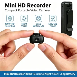 Mini Body Camera 4K HD Video Recorder, 360° Rotatable Lens, Night Vision Motion Detection, Clip-on