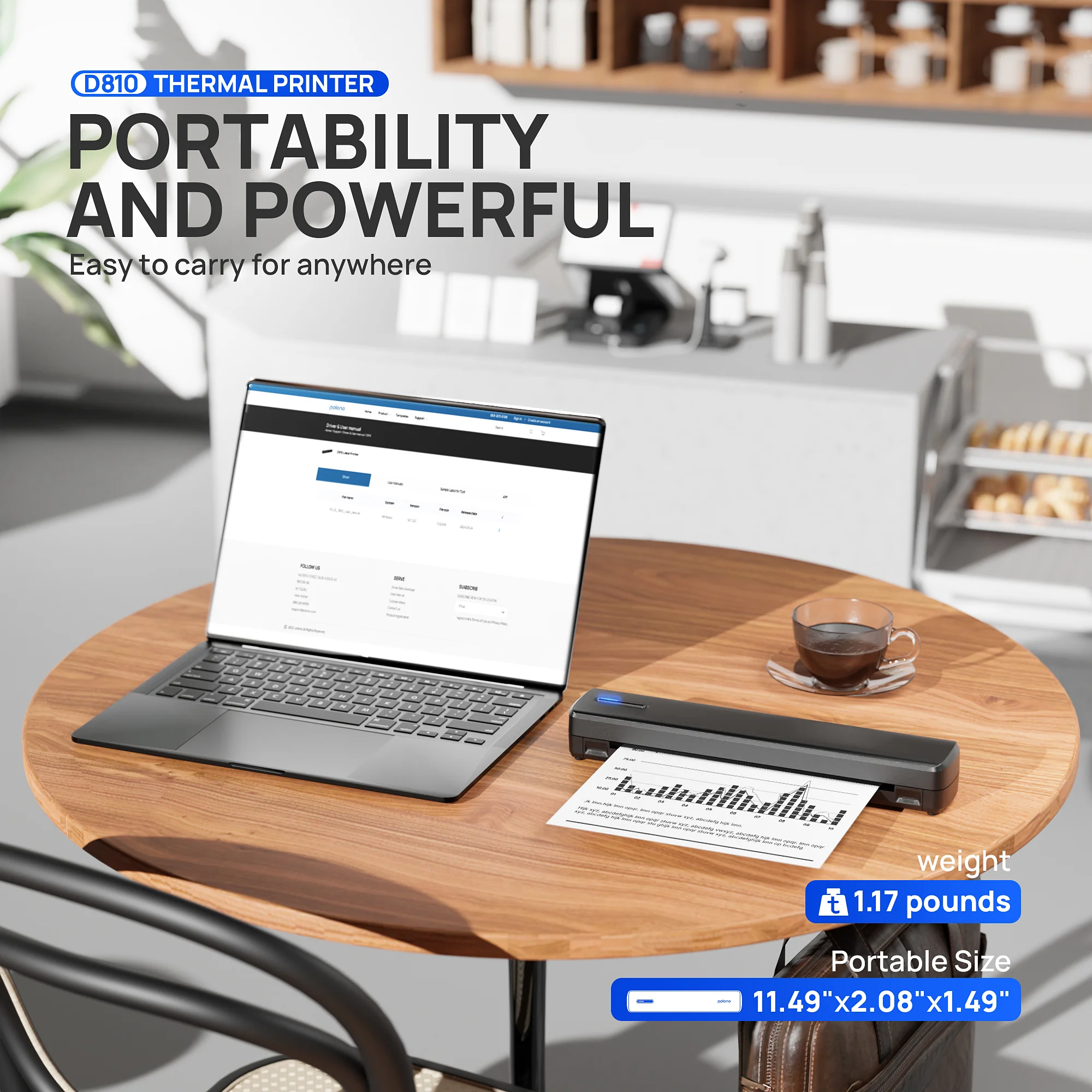 Portable A4 Thermal Printer Inkless Wireless D810 300DPI 1500mAh BT USB Type-C For Android/ iOS - Image 5