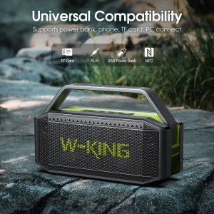 Bluetooth Speaker, 100W,Peak 60W Portable Speaker, Waterproof, Outdoor Party Large Boombox 2 Subwoofer, Deep Bass - Thumbnail Image 6
