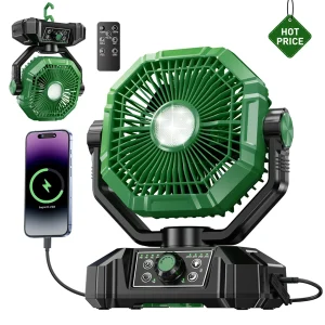 coldSky 20000mAh Camping Fan with 4 LED Lights, Remote Control 8 Speed Adjustable Rechargeable Outdoor Fan - Thumbnail Image 10