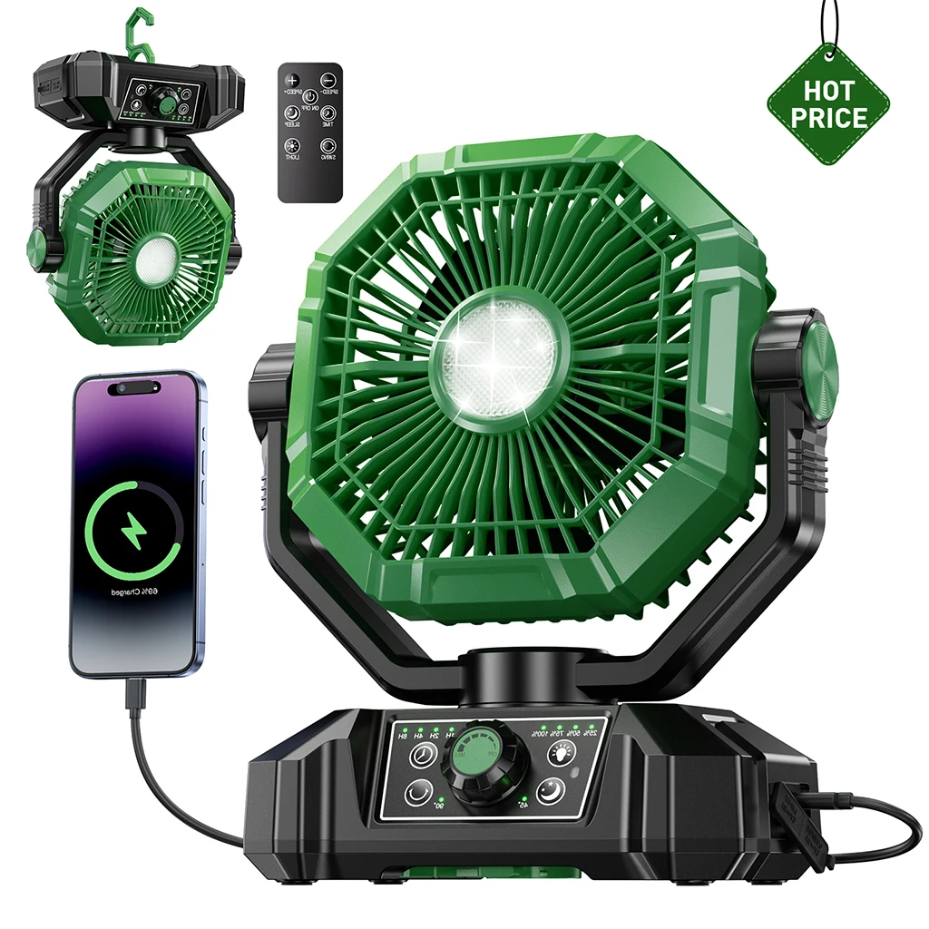 coldSky 20000mAh Camping Fan with 4 LED Lights, Remote Control 8 Speed Adjustable Rechargeable Outdoor Fan - Image 10