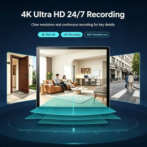 Mini Body Camera 4K HD Video Recorder, 360° Lens, Night Vision Motion Detection, Clip-on, Loop, A/V Recorder - Thumbnail Image 2