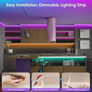 100FT LED Strips Light, Color-changing LED Strips,  24-key Remote /Intelligent Appl Control, RGB Music Sync Lighting - Thumbnail Image 8