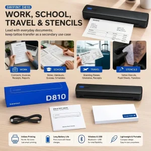 Portable A4 Thermal Printer Inkless Wireless D810 300DPI 1500mAh BT USB Type-C For Android/ iOS - Thumbnail Image 7
