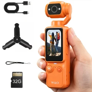 Ultra HD 4K Camcorder, 32GB Memory Card Tripod, Anti-Shock Stabilization, 180° Flip Screen, Auto Focus ,Rechargeable