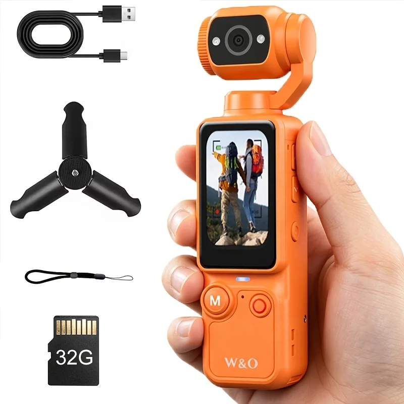 Ultra HD 4K Camcorder, 32GB Memory Card Tripod, Anti-Shock Stabilization, 180° Flip Screen, Auto Focus ,Rechargeable - Image 1