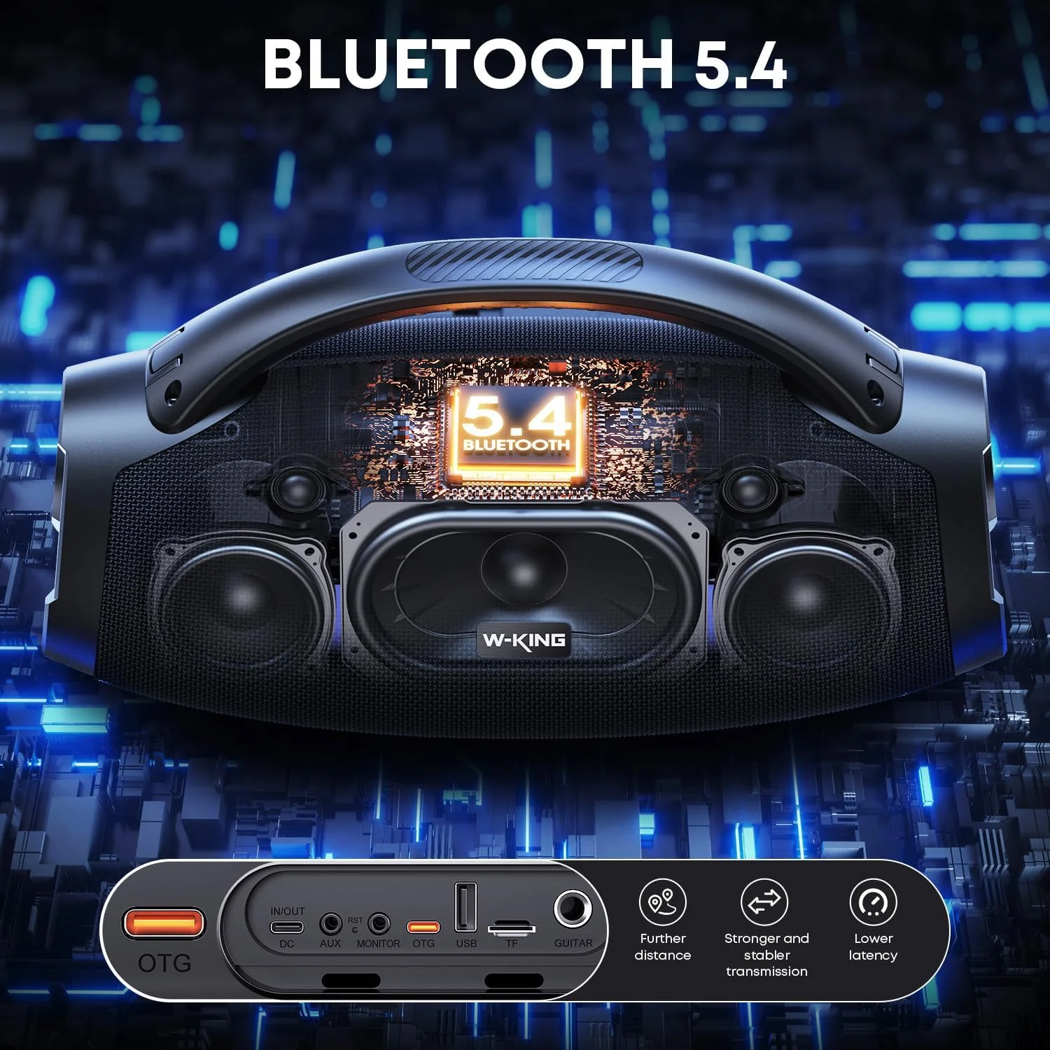 330W Peak Wireless Boom Box Large Bluetooth Speaker 7.5" Subwoofer/IPX7 Waterproof Party Massive Bass for Outdoors - Image 4