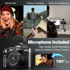 NBD 4K Digital Cameras for Photography,48MP Camera,Travel Vlogging Cameras - Thumbnail Image 4