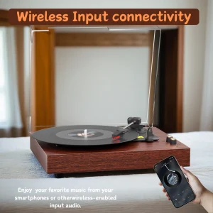 MAIO Record Player  Bluetooth Vintage Audio Turntables 3-Speed Speakers, Headphone Jack, AUX-in - Thumbnail Image 3