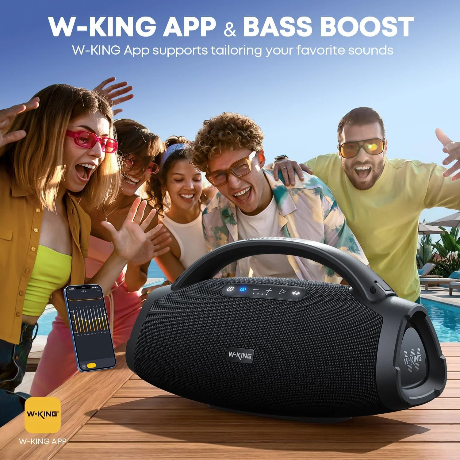 330W Peak Wireless Boom Box Large Bluetooth Speaker 7.5" Subwoofer/IPX7 Waterproof Party Massive Bass for Outdoors - Image 6