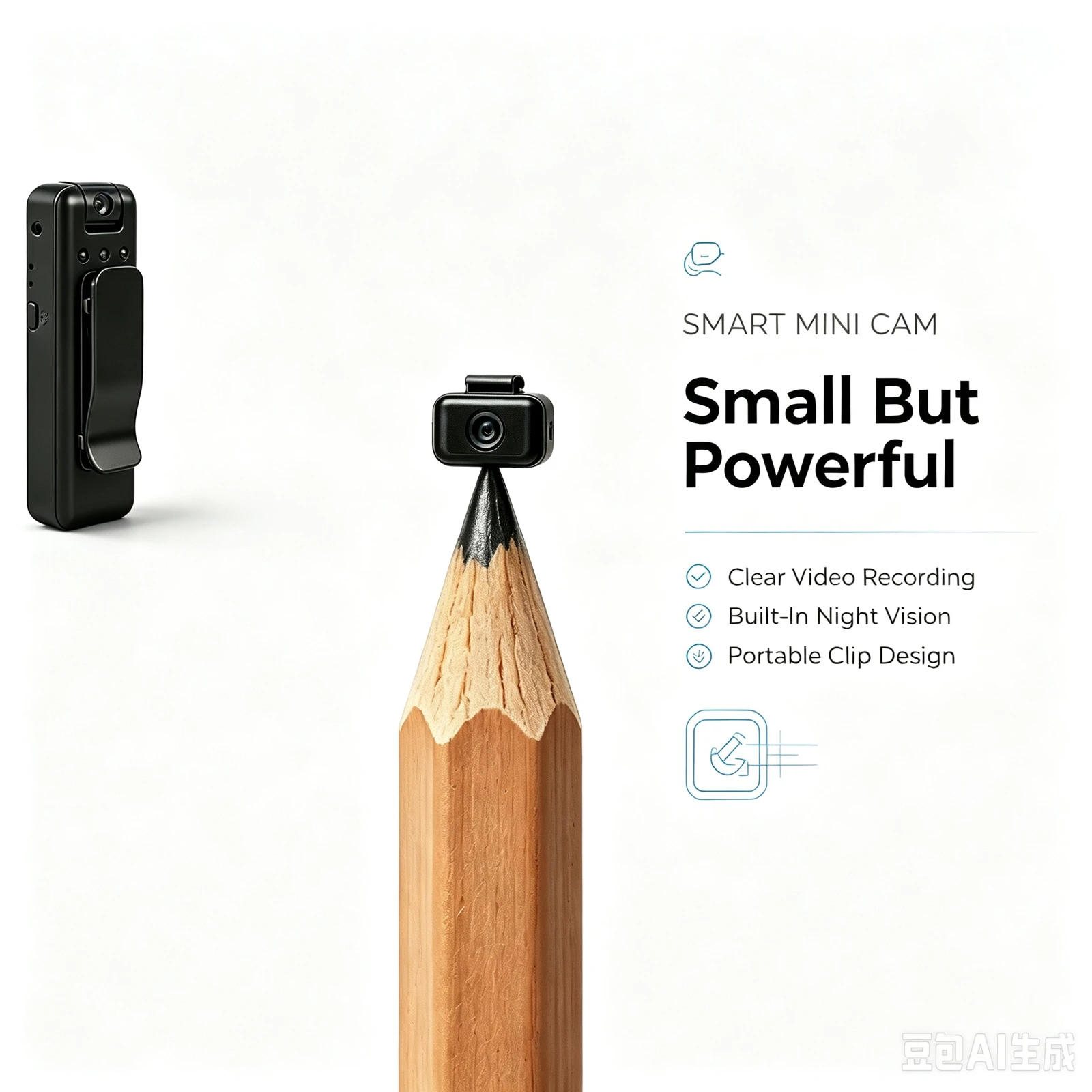 Mini Body Camera 4K HD Video Recorder, 360° Rotatable Lens, Night Vision Motion Detection, Clip-on - Image 1