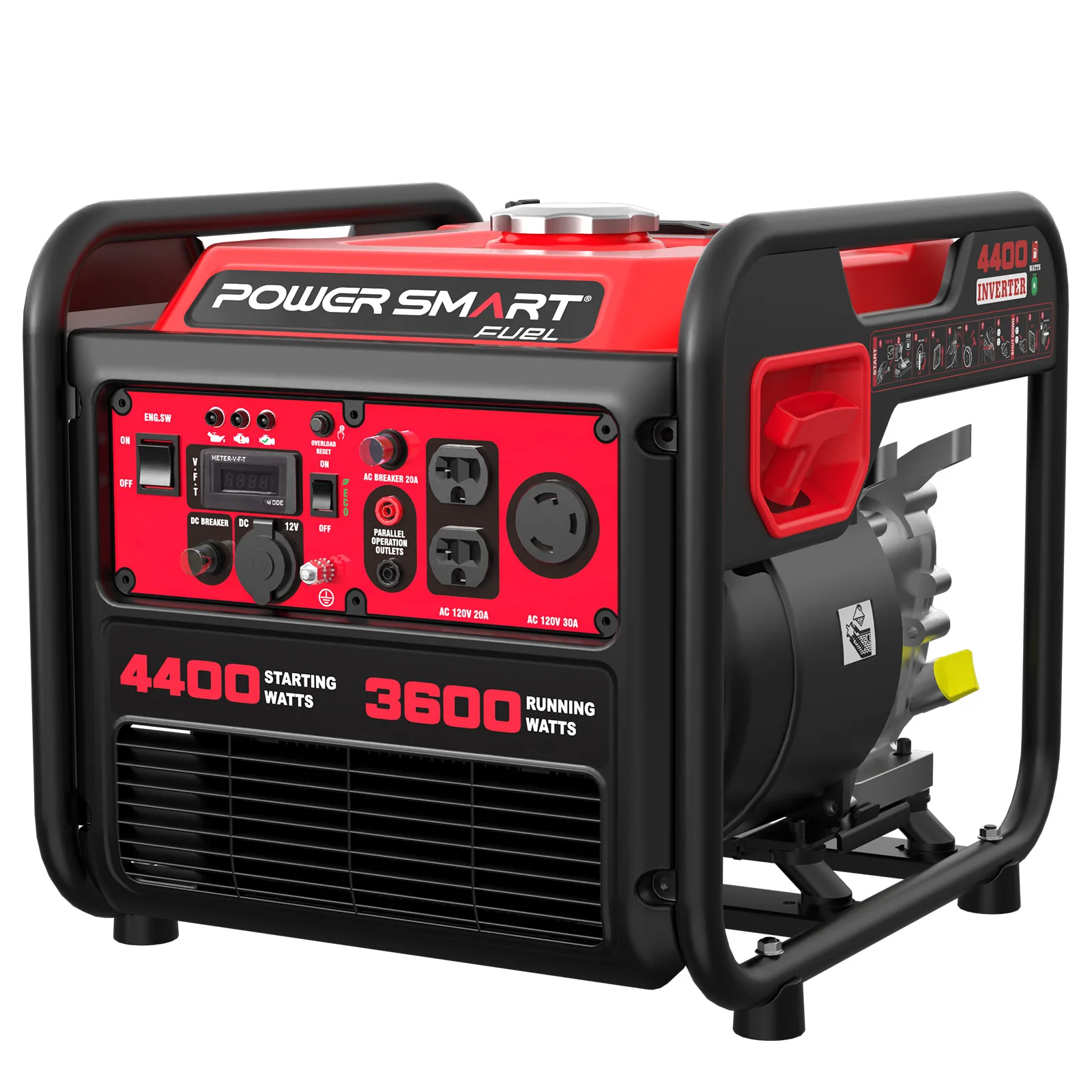PowerSmart 4400W Inverter Generator, 3600W Rated Gas Powered, Portable, 223cc 120V 30A for Home Backup, Emergency Power - Image 4