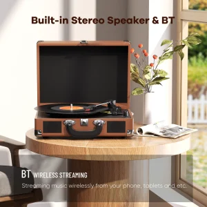 MAIO 3-Speed 33/45/78RPM Vinyl Spinner, Built-in Stereo Speakers, Retail Packaging, Record Size Converter - Thumbnail Image 6
