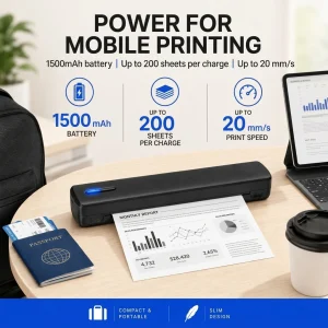 Portable A4 Thermal Printer Inkless Wireless D810 300DPI 1500mAh BT USB Type-C For Android/ iOS - Thumbnail Image 2