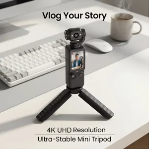 Ultra HD 4K Camcorder, 32GB Memory Card Tripod, Anti-Shock Stabilization, 180° Flip Screen, Auto Focus ,Rechargeable - Thumbnail Image 8