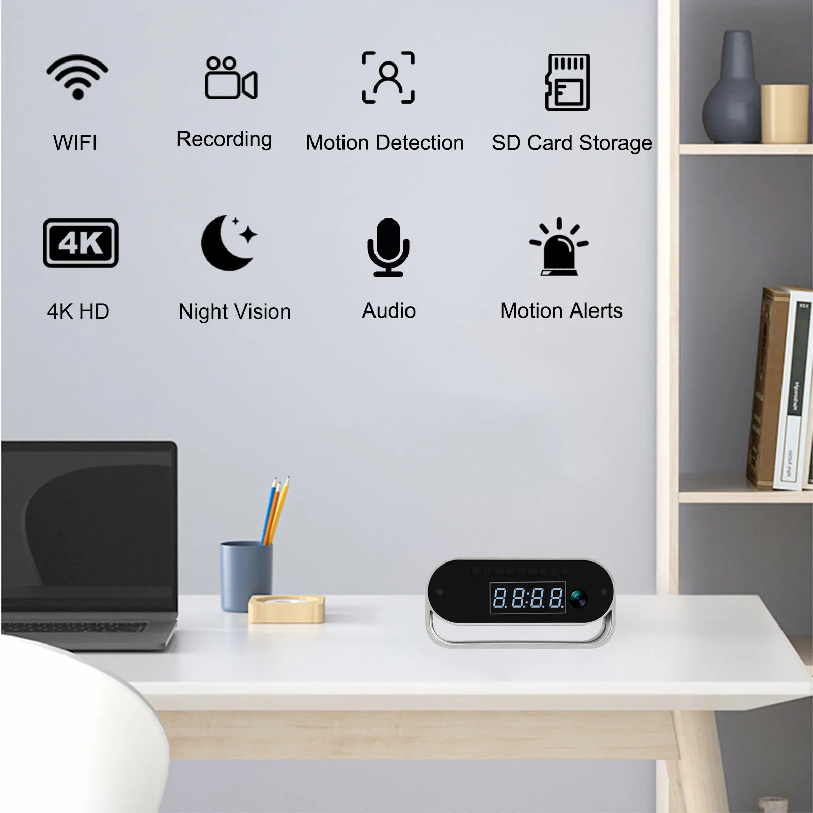 4K HD Camera Clock - Covert Surveillance Camera with WiFi, Night Vision, Motion Detection, Remote View, Recording, - Image 2