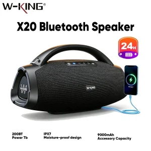 330W Peak Wireless Boom Box Large Bluetooth Speaker 7.5" Subwoofer/IPX7 Waterproof Party Massive Bass for Outdoors