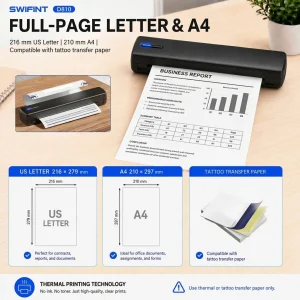 Portable A4 Thermal Printer Inkless Wireless D810 300DPI 1500mAh BT USB Type-C For Android/ iOS - Thumbnail Image 8
